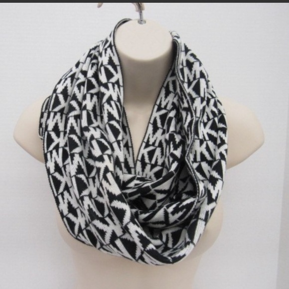 Michael Kors Repeat Logo Infinity Scarf: B&W - Picture 1 of 6